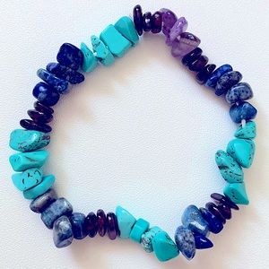 Lapis Lazuli, Turquoise, Garnet & Amethyst Bracelet